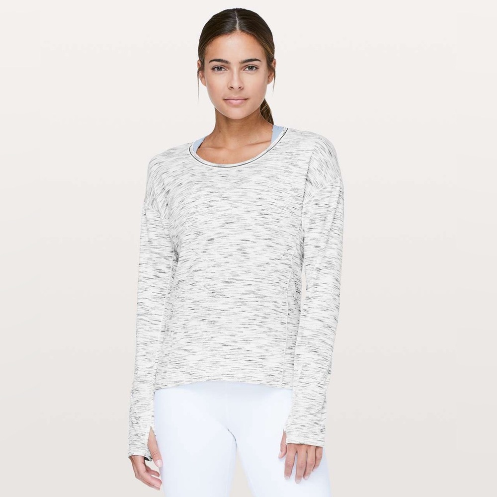Lululemon Sweat Embrace Long Sleeve Tiger Space Dye Black White